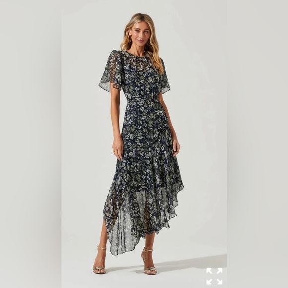 ASTR flutter sleeve flowy asymmetrical Dress revolve Anthropologie medium boho - Picture 1 of 10